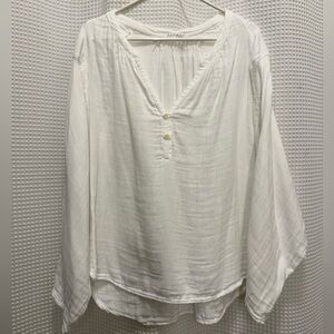 Free People Cream Gauze V-Neck Tunic - Size Large